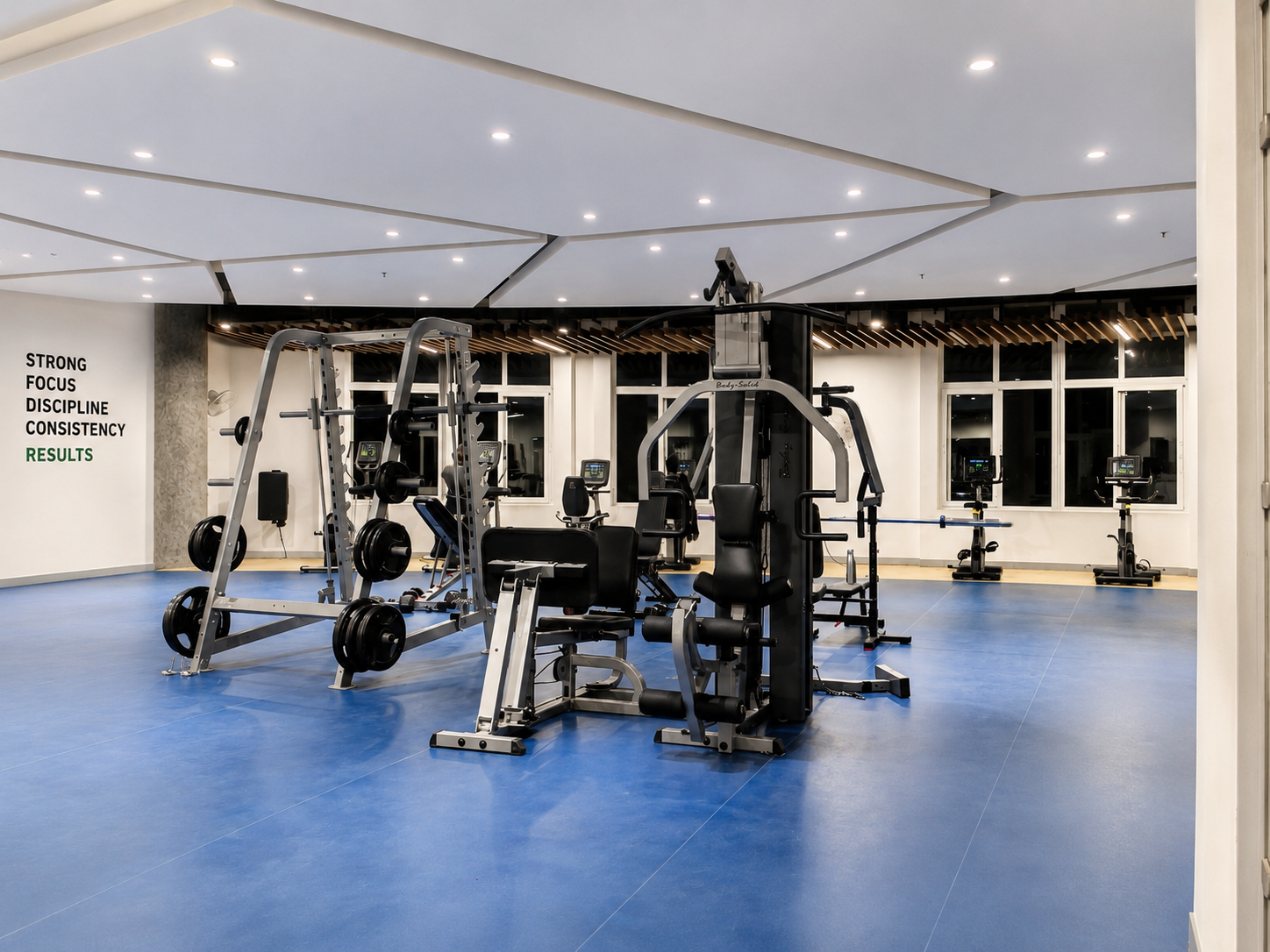 Resident gym with strength equipment